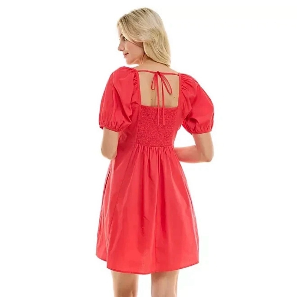 Draper James Spring Easter Red Puff Sleeve Dress - Size XS - Picture 3 of 7